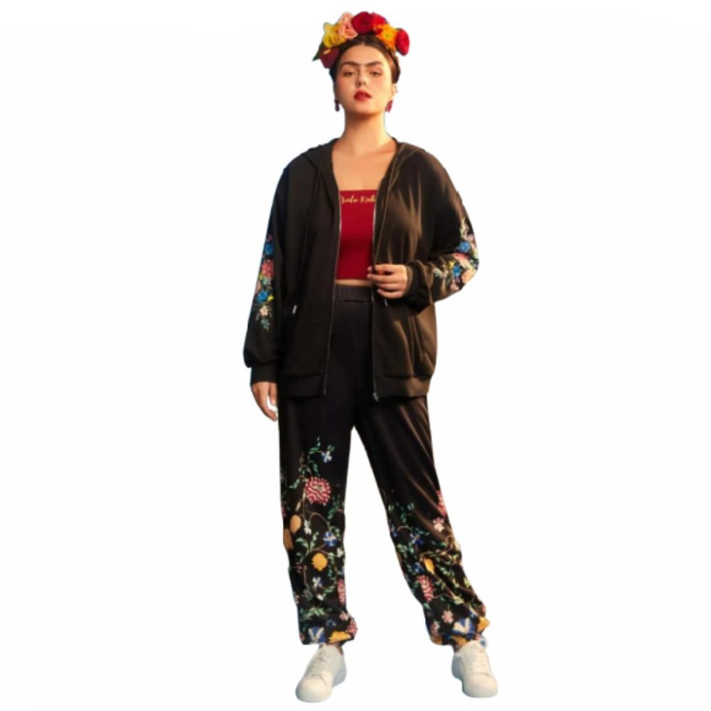 Frida Kahlo X SHEIN Plus Floral Print Jogger Sweatpants - 2XL